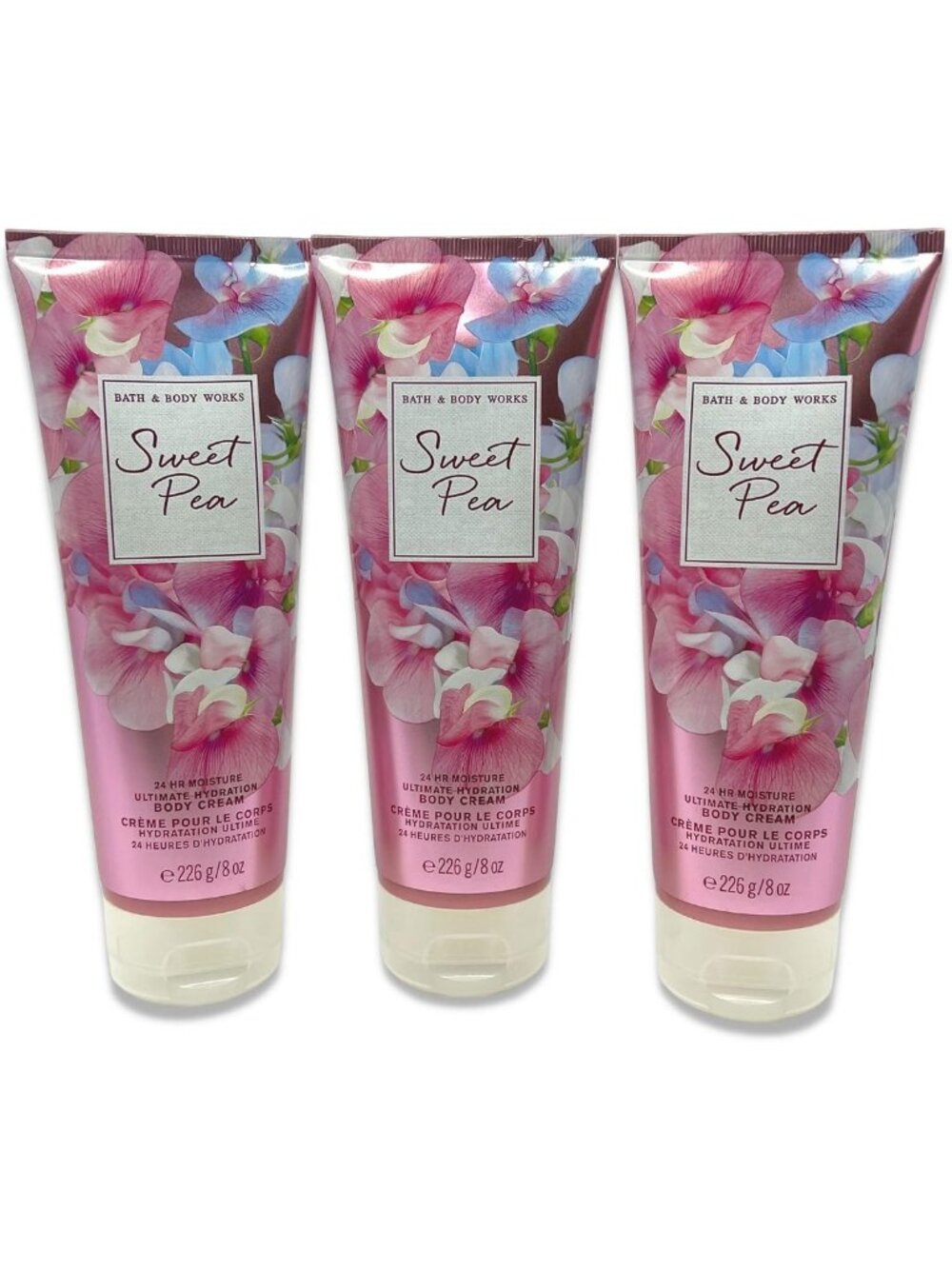 Sweet Pea Body Cream - Ultimate Hydration, 8oz Each, Pack of 3 - Moisturizing